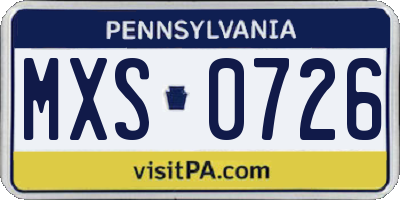 PA license plate MXS0726
