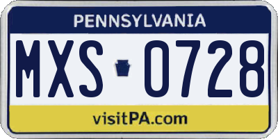 PA license plate MXS0728