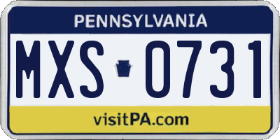 PA license plate MXS0731