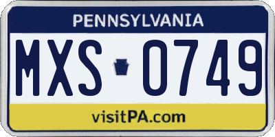 PA license plate MXS0749