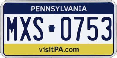 PA license plate MXS0753