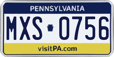PA license plate MXS0756