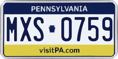 PA license plate MXS0759