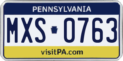 PA license plate MXS0763