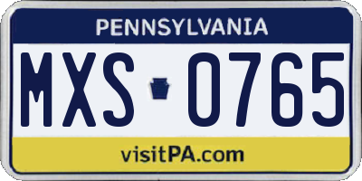 PA license plate MXS0765