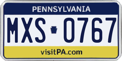 PA license plate MXS0767