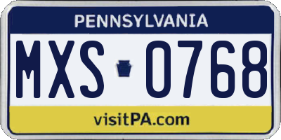 PA license plate MXS0768