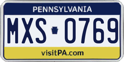 PA license plate MXS0769