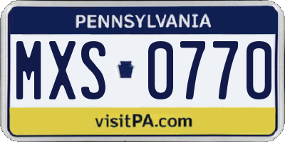 PA license plate MXS0770