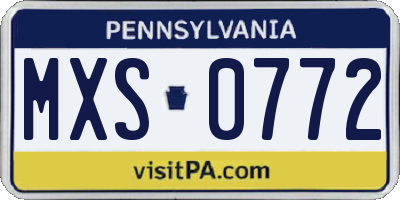 PA license plate MXS0772