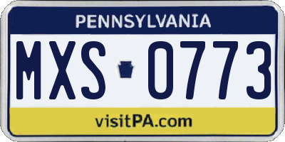 PA license plate MXS0773