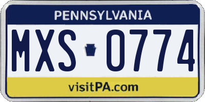 PA license plate MXS0774