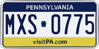 PA license plate MXS0775