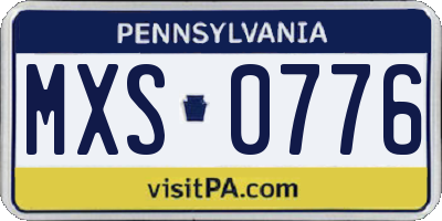 PA license plate MXS0776