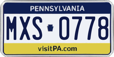 PA license plate MXS0778