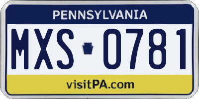 PA license plate MXS0781