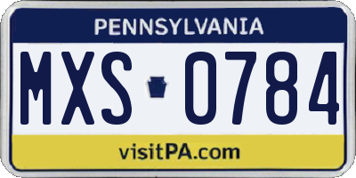 PA license plate MXS0784