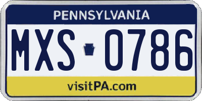 PA license plate MXS0786