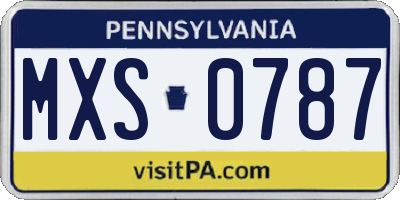 PA license plate MXS0787