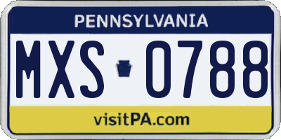 PA license plate MXS0788