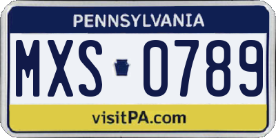 PA license plate MXS0789