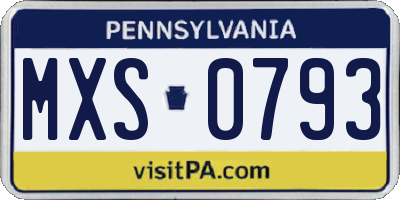 PA license plate MXS0793