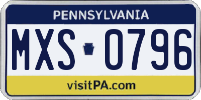 PA license plate MXS0796