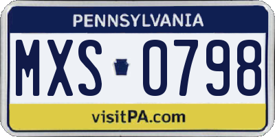 PA license plate MXS0798