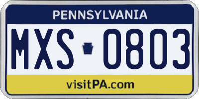 PA license plate MXS0803