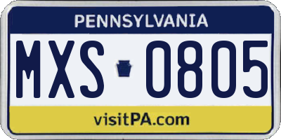 PA license plate MXS0805