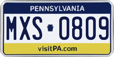 PA license plate MXS0809