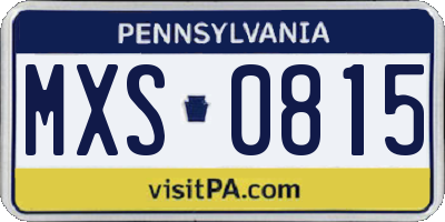 PA license plate MXS0815