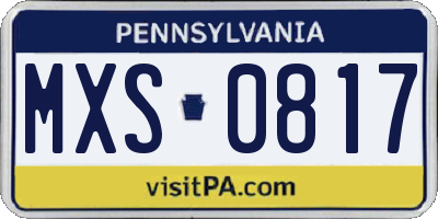 PA license plate MXS0817