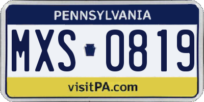 PA license plate MXS0819