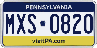 PA license plate MXS0820