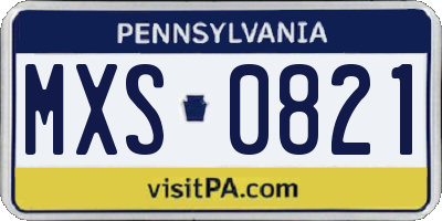 PA license plate MXS0821
