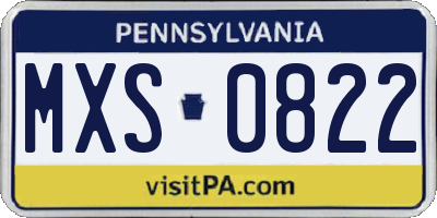 PA license plate MXS0822
