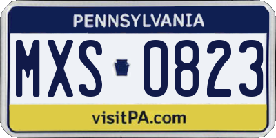 PA license plate MXS0823