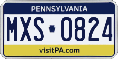 PA license plate MXS0824