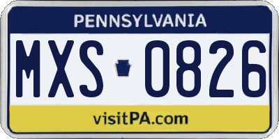 PA license plate MXS0826