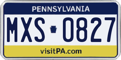 PA license plate MXS0827