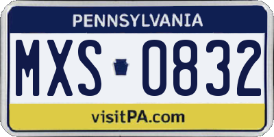 PA license plate MXS0832