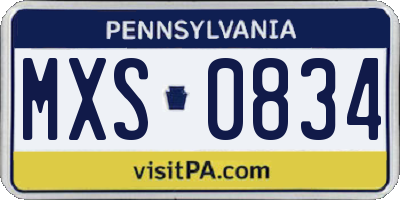 PA license plate MXS0834