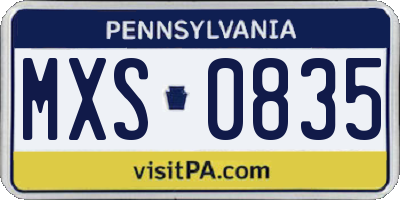PA license plate MXS0835