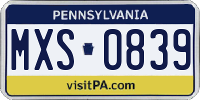 PA license plate MXS0839