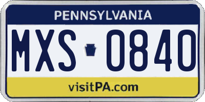 PA license plate MXS0840