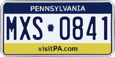 PA license plate MXS0841