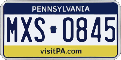 PA license plate MXS0845