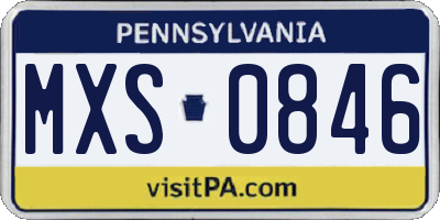 PA license plate MXS0846