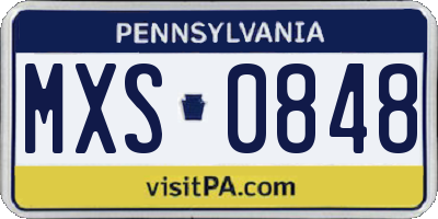 PA license plate MXS0848